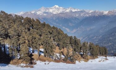 Mukta Top Trek summit view with Bandarpoonch and Gangotri peaks in Uttarakhand