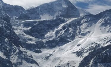 Nanda Ghunti Peak summit view in Garhwal Himalayas Uttarakhand during expedition