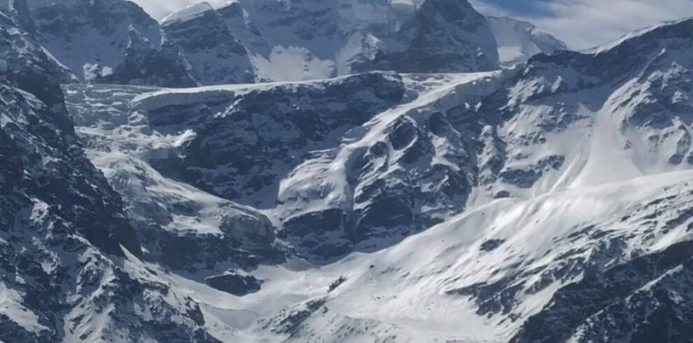 Nanda Ghunti Peak summit view in Garhwal Himalayas Uttarakhand during expedition