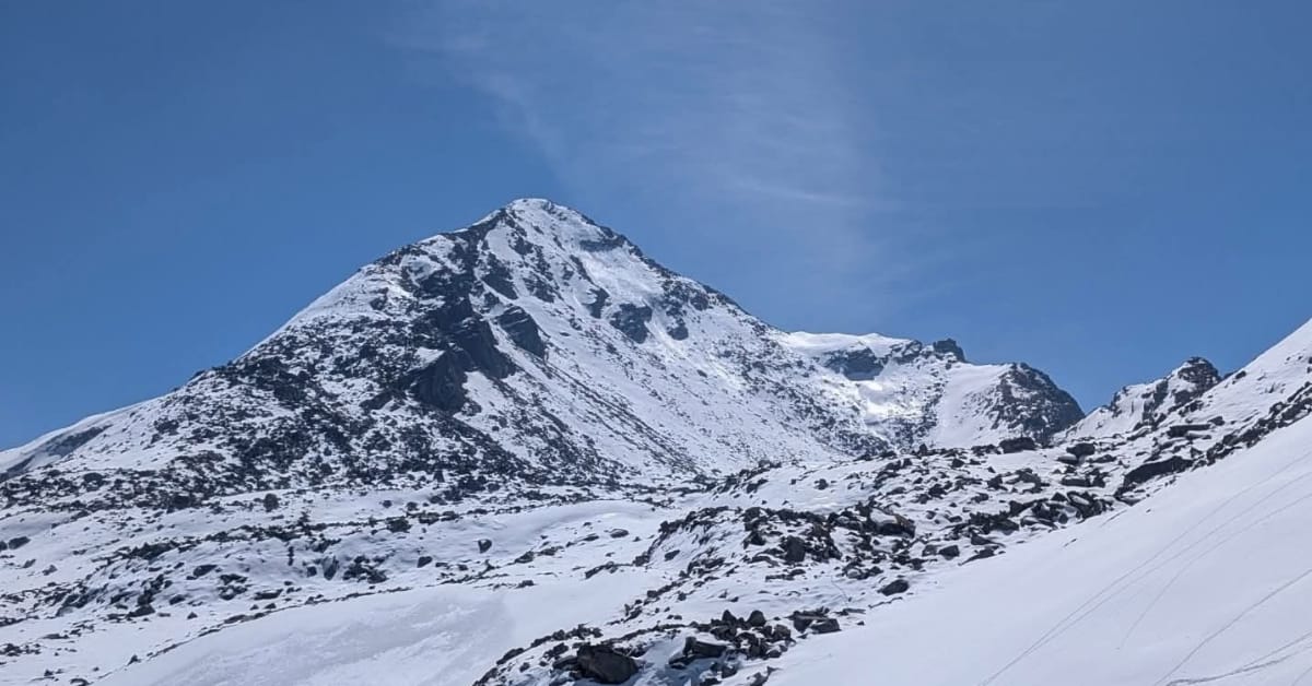 Panoramic Himalayan summit view during Pangarchulla Trek with snow-covered peaks in Uttarakhand