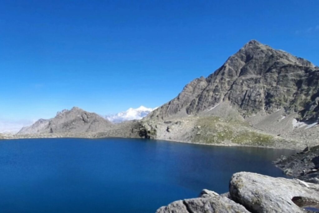 Sahastra Tal lake view at 4600 meters during Sahastra Tal Trek Uttarakhand